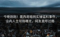 今晚刚刚！墨西哥暗网实锤猛料事件，业内人士现场曝光，网友直呼过瘾