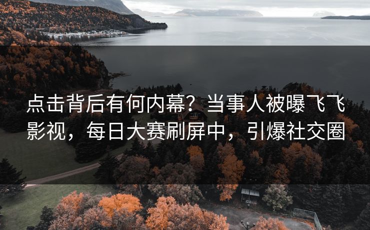 点击背后有何内幕？当事人被曝飞飞影视，每日大赛刷屏中，引爆社交圈