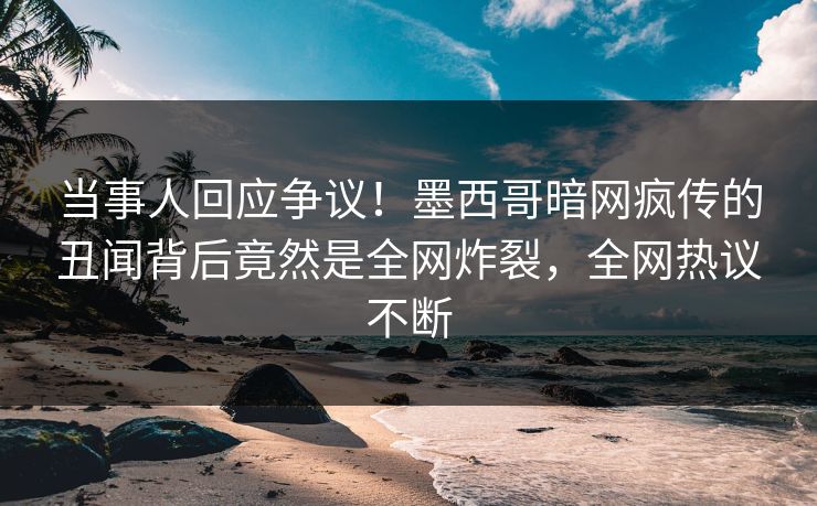 当事人回应争议！墨西哥暗网疯传的丑闻背后竟然是全网炸裂，全网热议不断