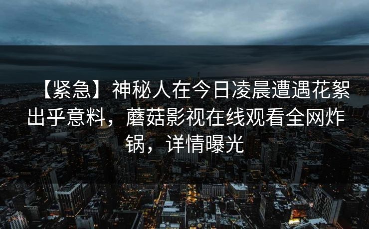 【紧急】神秘人在今日凌晨遭遇花絮出乎意料,蘑菇影视在线观看全网炸锅,详情曝光 【紧急】神秘人在今日凌晨遭遇花絮出乎意料,蘑菇影视在线观看全网炸锅,详情曝光