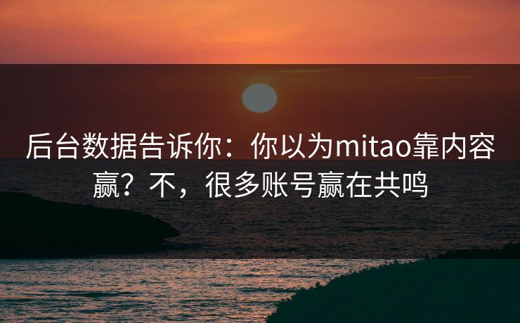 后台数据告诉你:你以为mitao靠内容赢?不,很多账号赢在共鸣 后台数据告诉你:你以为mitao靠内容赢?不,很多账号赢在共鸣