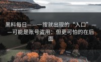 黑料每日——一搜就出现的“入口”——可能是账号盗用：但更可怕的在后面