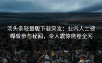汤头条轻量版下载突发：业内人士被曝曾参与秘闻，令人震惊席卷全网