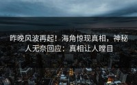 昨晚风波再起！海角惊现真相，神秘人无奈回应：真相让人瞠目