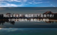 网红深夜发声：南瓜影院不是我干的！91网全网疯传，真相让人瞠目