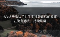 大V终于承认了！牛牛视频背后的故事在海角曝光，持续刷屏
