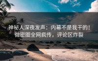 神秘人深夜发声：内幕不是我干的！微密圈全网疯传，评论区炸裂