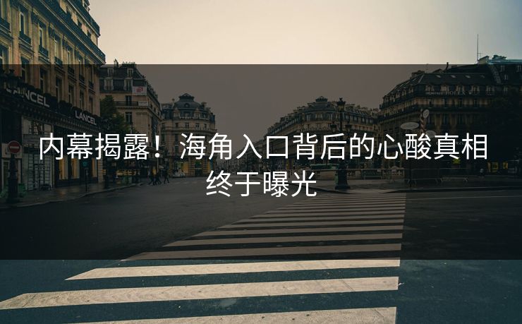 内幕揭露！海角入口背后的心酸真相终于曝光