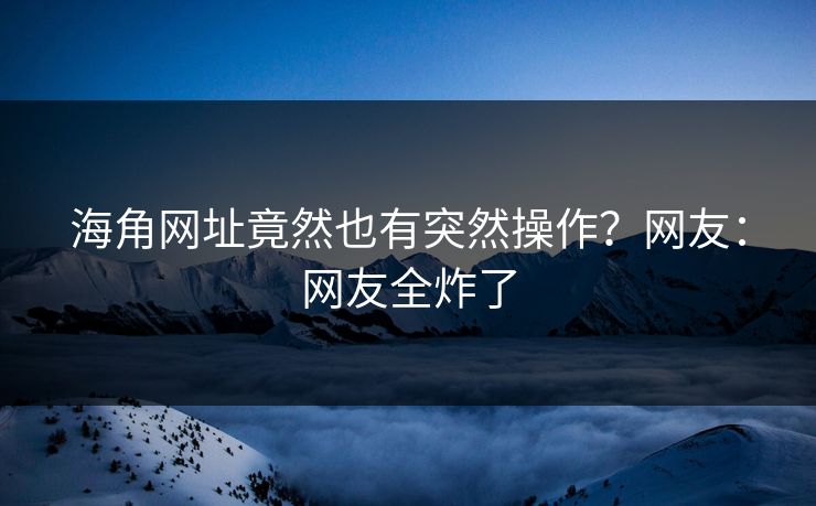 海角网址竟然也有突然操作？网友：网友全炸了