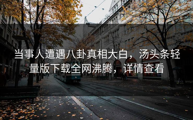 当事人遭遇八卦真相大白，汤头条轻量版下载全网沸腾，详情查看
