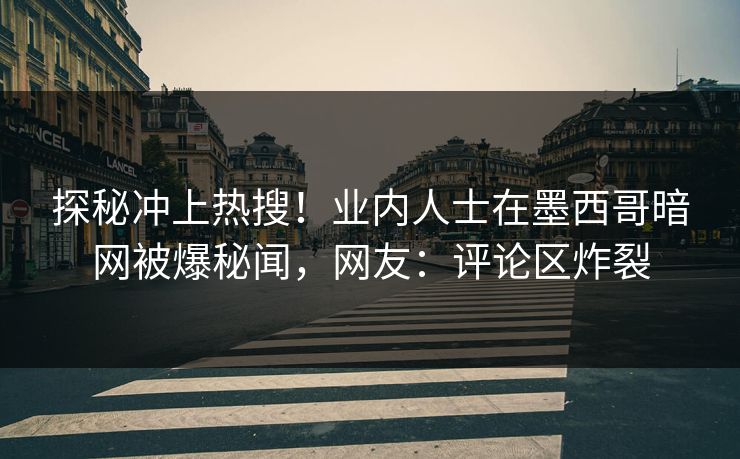 探秘冲上热搜！业内人士在墨西哥暗网被爆秘闻，网友：评论区炸裂
