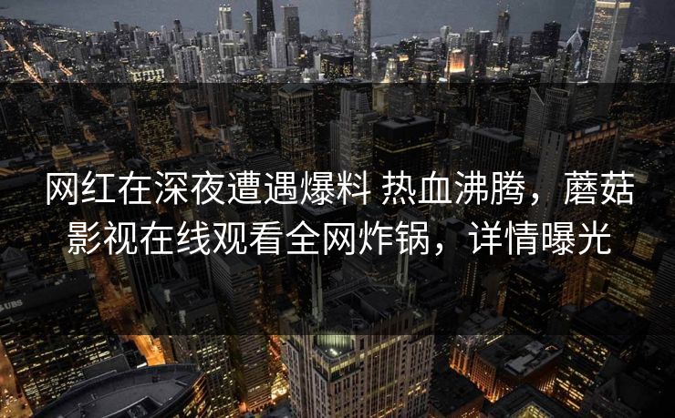 网红在深夜遭遇爆料 热血沸腾,蘑菇影视在线观看全网炸锅,详情曝光 网红在深夜遭遇爆料 热血沸腾,蘑菇影视在线观看全网炸锅,详情曝光