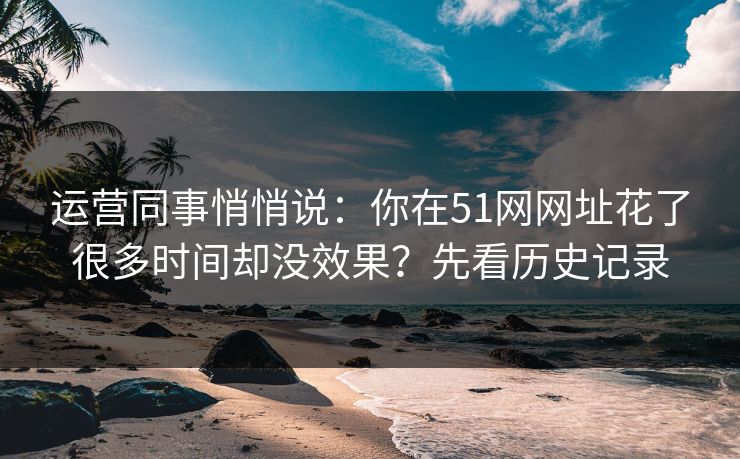 运营同事悄悄说：你在51网网址花了很多时间却没效果？先看历史记录